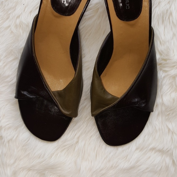 Banana Republic Shoes - BANANA REPUBLIC Brown Olive Green mule heels 9
